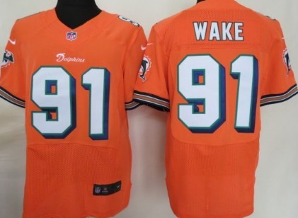 NFL Nike Elite Jersey Miami Dolphins 91 Cameron Wake Orange
